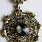 Large Round Bronze with Topaz Crystal Pendant