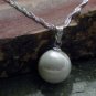 925 Silver Charm Necklace - Large White Glass Pearl Pendant