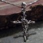 Charm Necklace - Antique Silver Cross of Roses Pendant