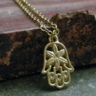 Delicate Gold Plated Hamsa Buddha Hand Necklace