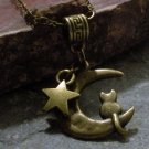 Bronze Cat Sitting on a Crescent Moon ( Sailor Moon )