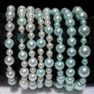 Soraya Princess Bracelets - Baby Blue Glass Pearls ( Set of 8 )