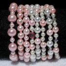 Soraya Princess Bracelets - Light Rose Pink Glass Pearls ( Set of 8 )