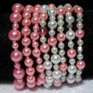 Soraya Princess Bracelets - Rose Pink Glass Pearls ( Set of 8 )