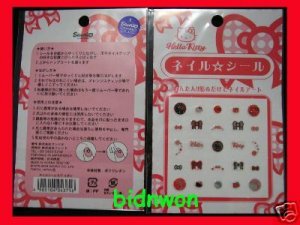 Japan Sanrio Hello Kitty Glitter Nail Art Sticker Decal girls x 3 Pcs Set