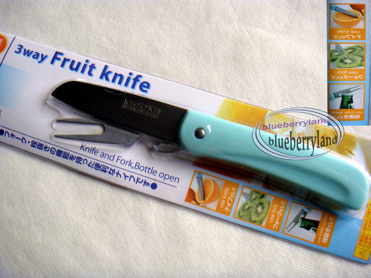 Japan Kitchen Tool 3 Ways Fruit Knife Fork Bottle Opener