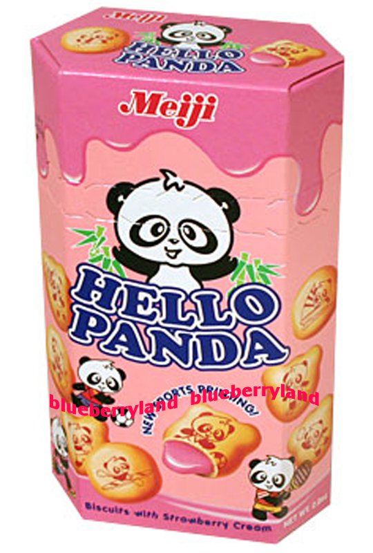 Japan Meiji Hello Panda Strawberry Cream Biscuit Snack Cookie