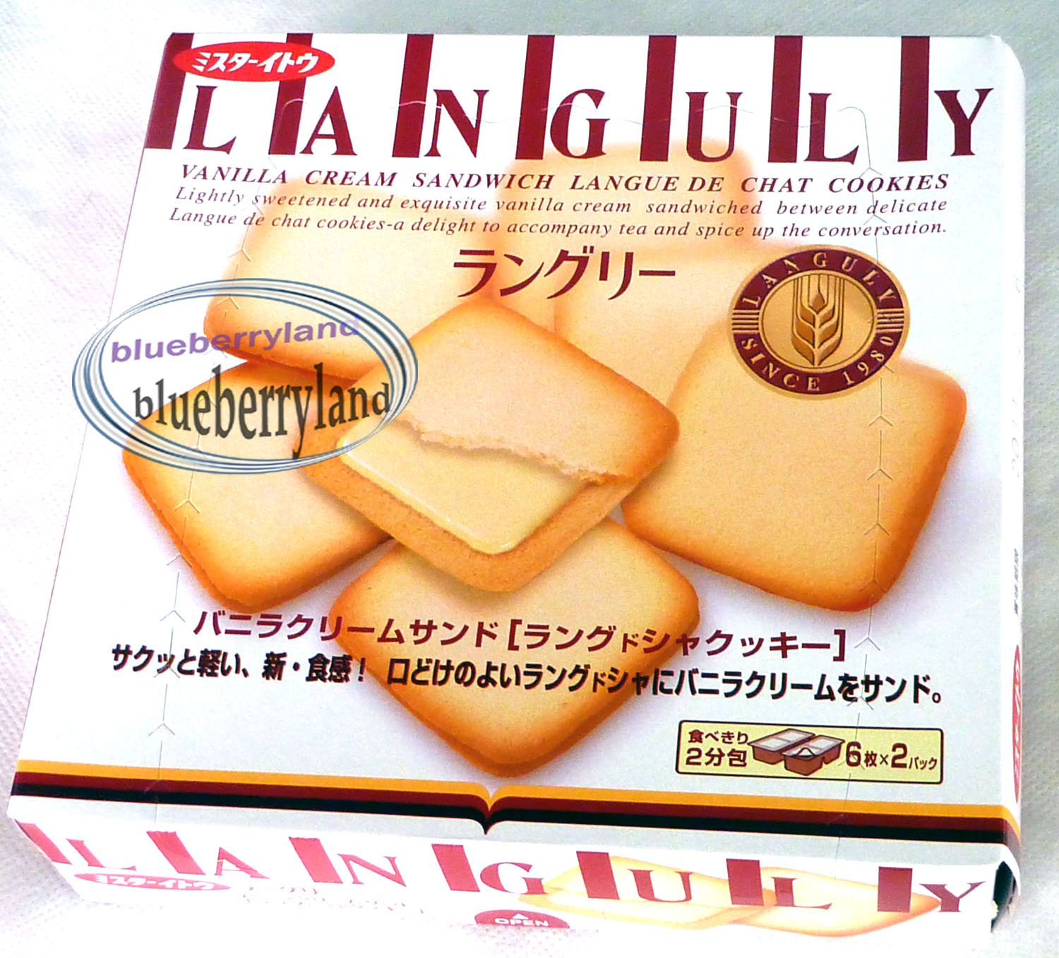 Japan Languly Vanilla Cream Sandwich Langue De Chat Cookies Sweets Biscuits