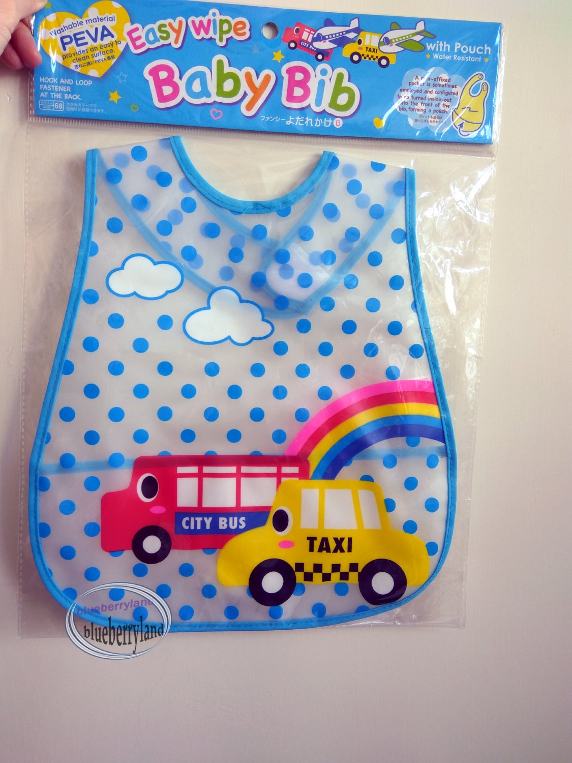Easy Wipe Car Baby Bib with pouch Muslins feeding kids water resistant