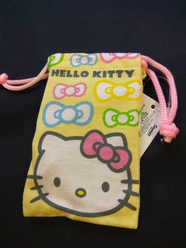 Sanrio HELLO KITTY Yellow Drawstring Bag Mobile Cell Phone BAGS MP3 DC case