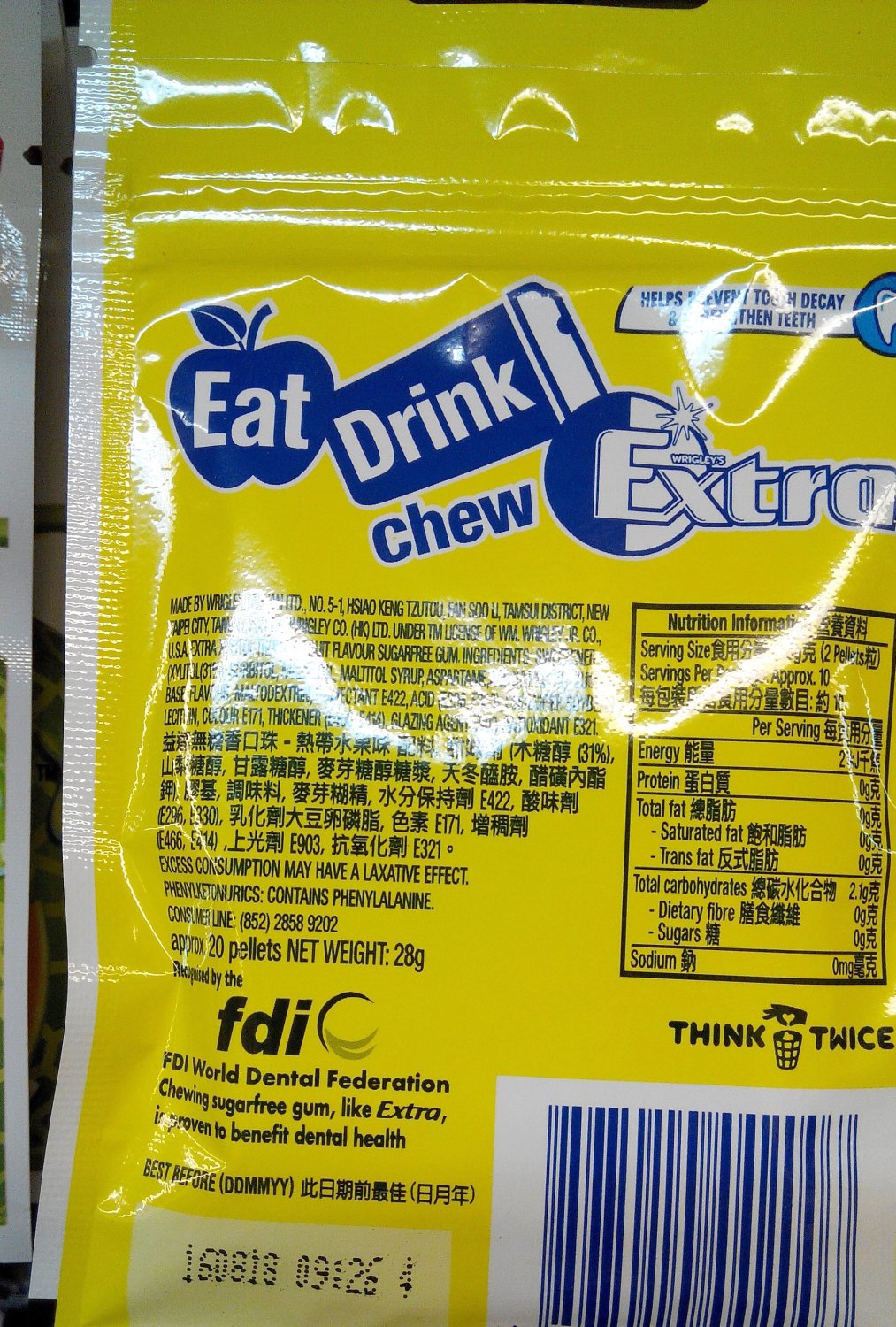 Wrigley`s Extra Xylitol Tropical Fruit flavor Menthol Sugarfree Gum x 2 Packets Mint Gums
