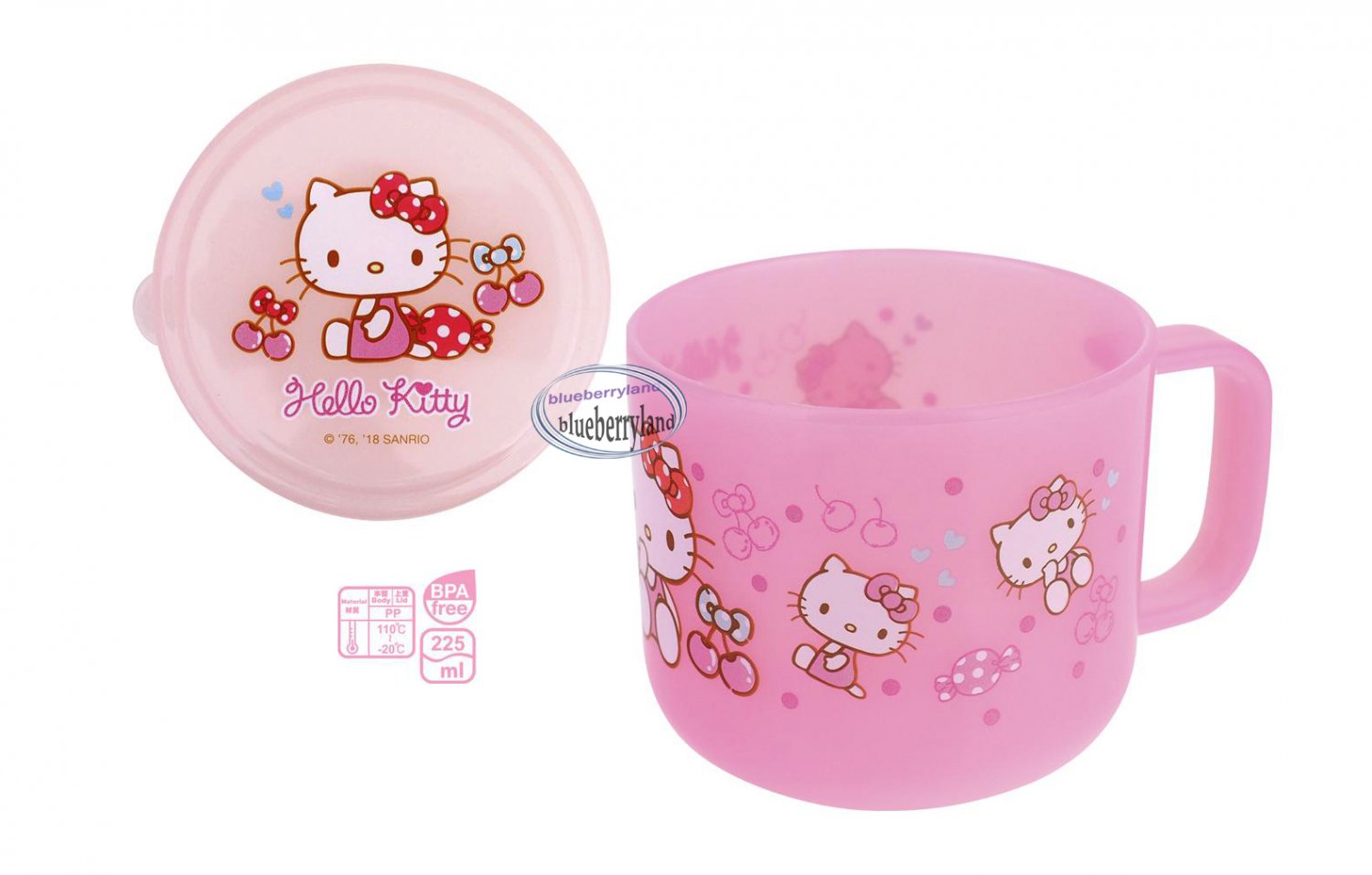 Sanrio HELLO KITTY BPA free Plastic Cup with Handle & Lid kids child Mug P8