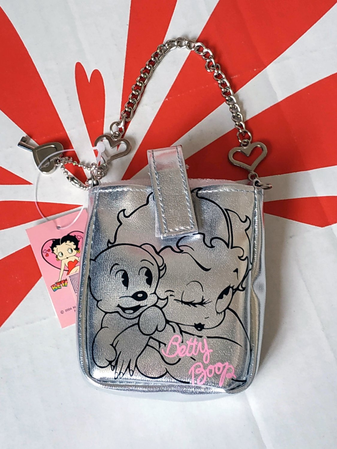 Betty Boop & Pudgy Silver Purse Case Bag pouch ladies
