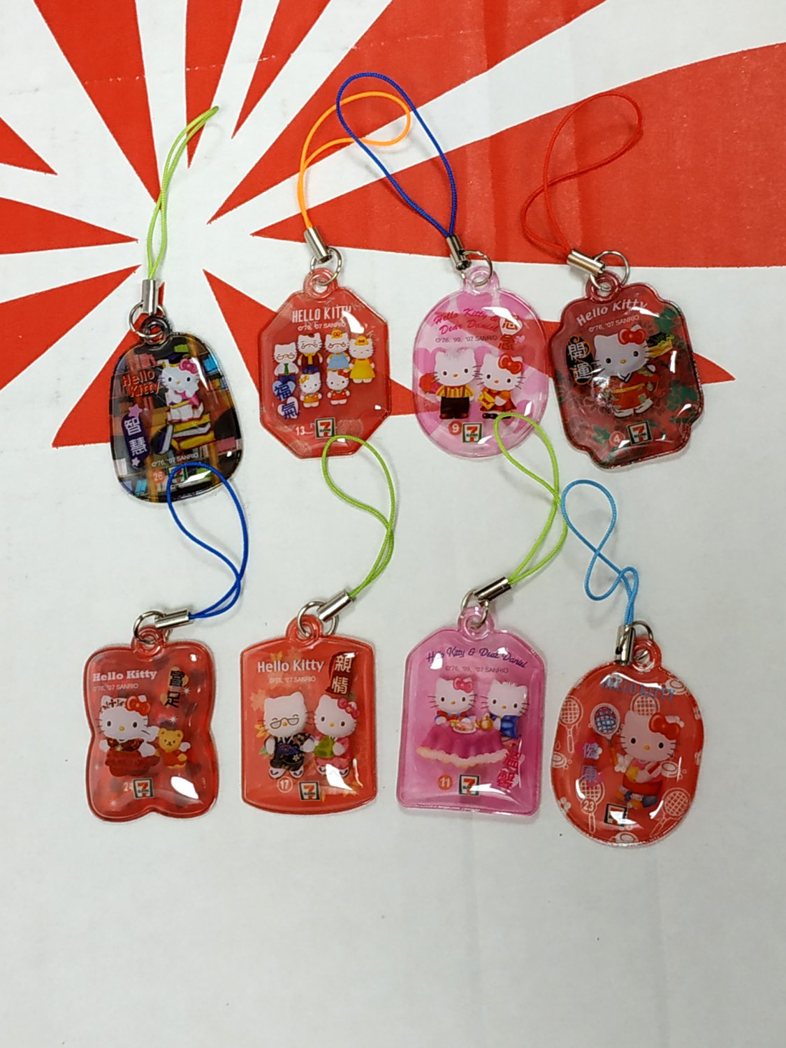 Collectible Hong Kong 7-Eleven Hello Kitty Well Wishes Amulets 8 Pcs Set girls ladies woman