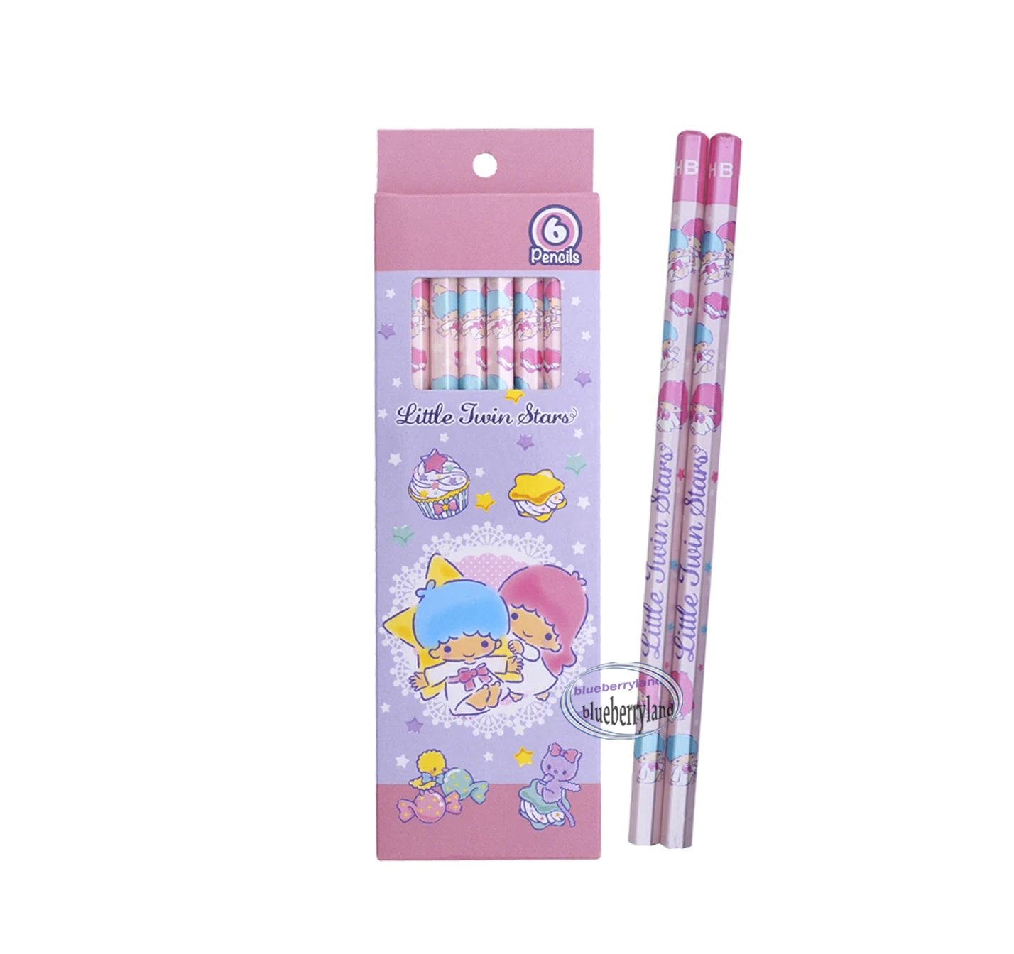 Sanrio Little Twin Stars 6 pieces HB pencils set with Hexagon shape Pencil gift box School