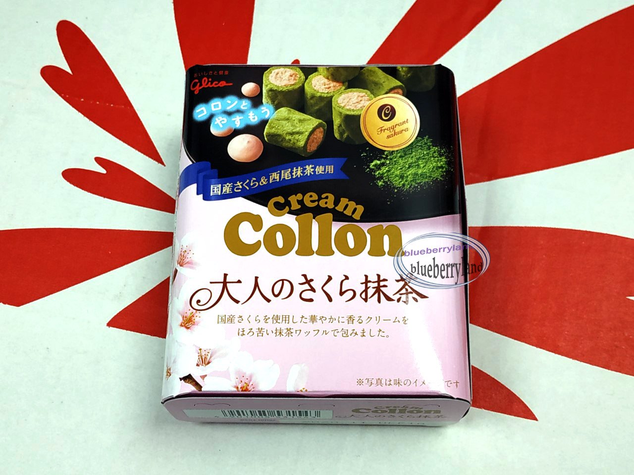 JAPAN Glico Collon Matcha Green Tea sakura Cream flavor Biscuit Rolls
