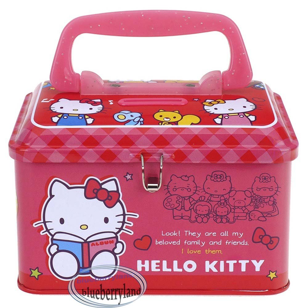 Sanrio Hello Kitty Piggy Bank Metal Cash Box with Lock & Key gift girls