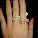 Clear Crystal Enamel Flower Ring Chic Fashion Jewelry Jewellery girl ladies women