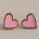 Pink Enamel Heart Stud Earrings Fashion Jewellery Jewelry women ladies girls