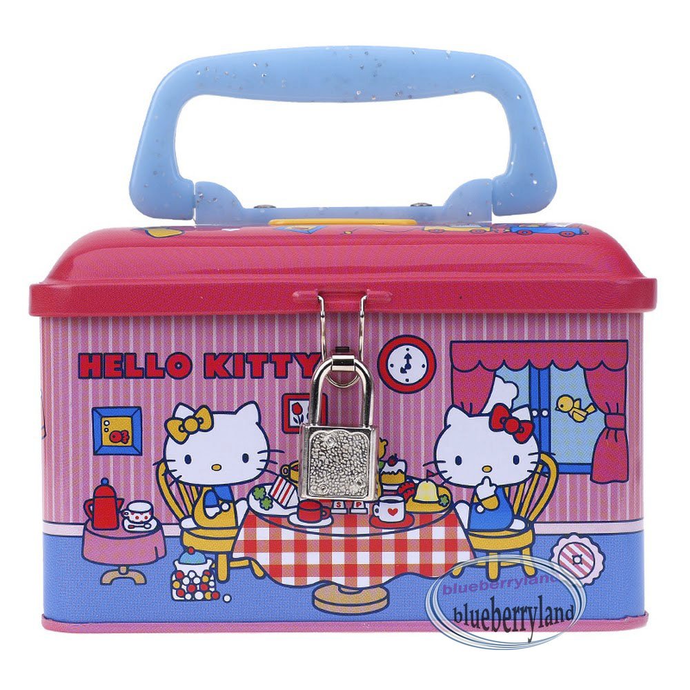 Sanrio Hello Kitty Piggy Bank Metal Cash Box with Lock & Key gift girls
