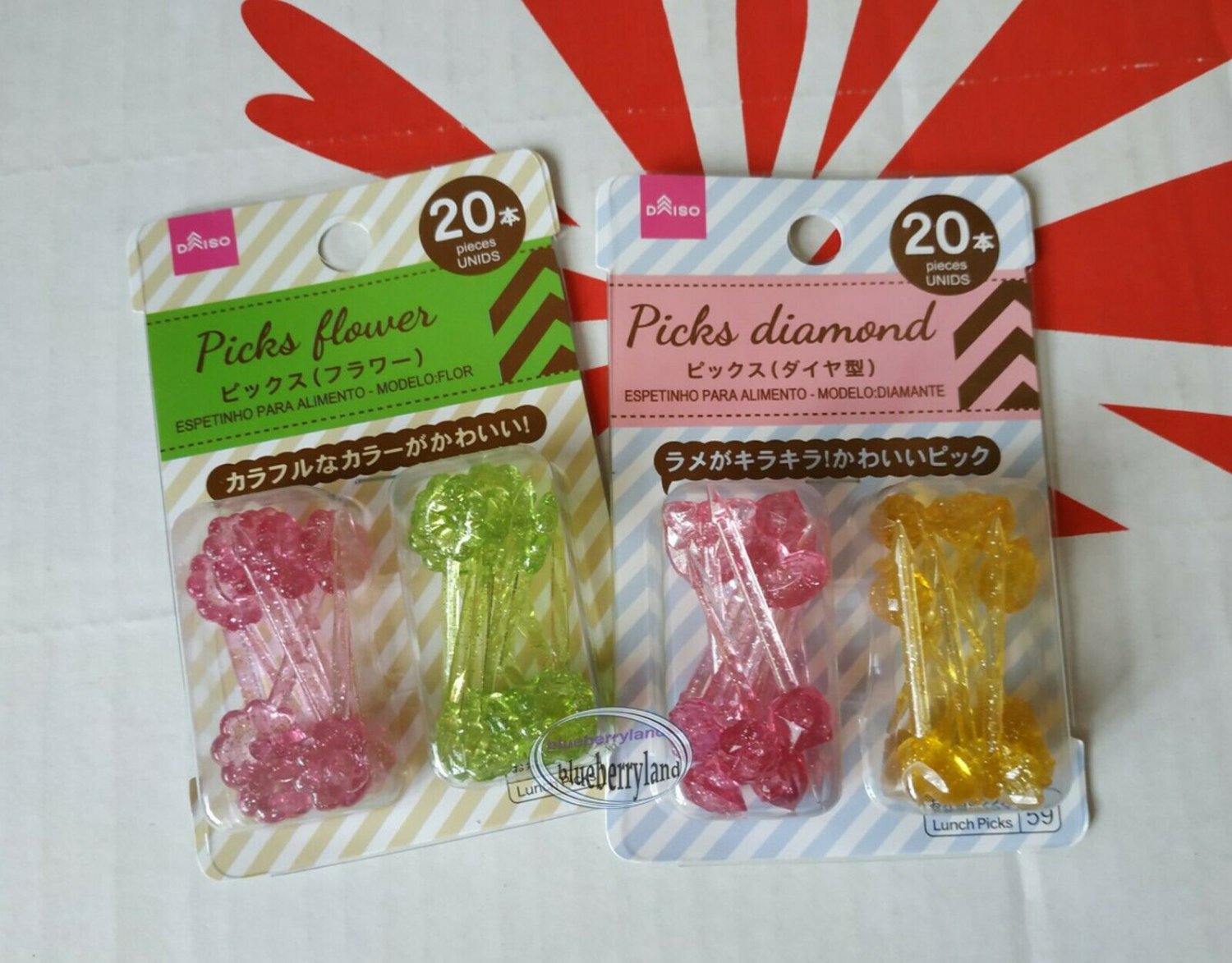 Party supply Food Picks 40pcs Diamond & Flower pick Bento Obento accessories set