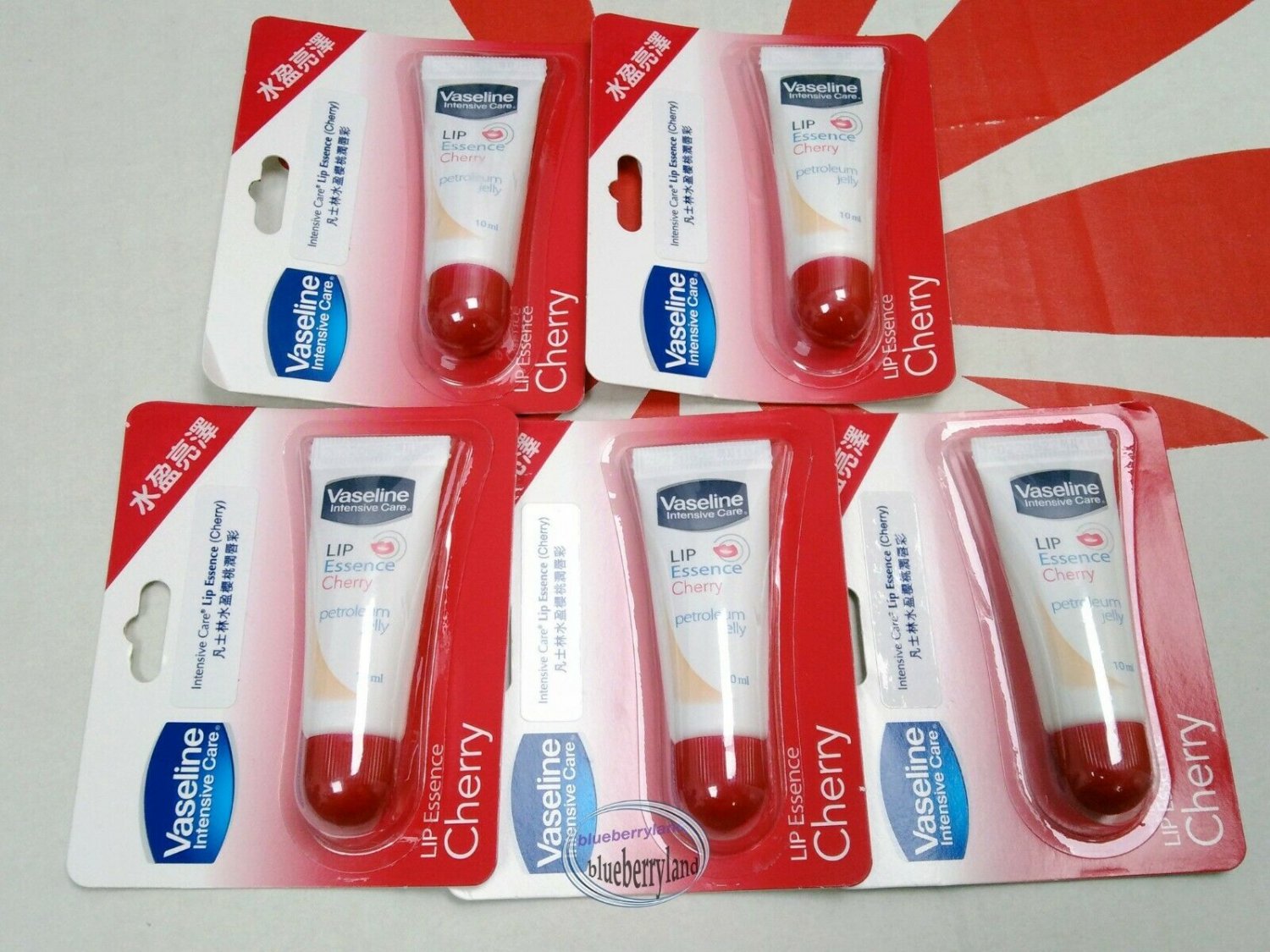 Lots of 5 Vaseline Anti Dry & Chapped Moisturizing Intensive Care Lip Therapy - Cherry flavor 10ml