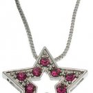 Pink Crystal Star Pendant with Box Chain