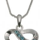 Aqua Crystal Heart Pendant Box Chain Necklace