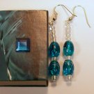 1 Pair Deep Blue Beaded Ear Rings.  Check Our Store twodotts.ecrater.com