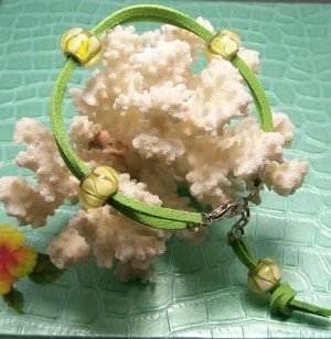Lime Green Ankle Bracelet, Visit our store twodotts.ecrater.com