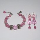 Pale Pink & Silver Bracelet & Ear Ring Set Pale Pink & Silver Bracelet & Ear Ring Set