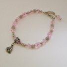 Ankle Bracelet with Pale Pink beads & Silvertone accents.