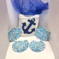 Set of 4 Blue & White variegated Handcrafted shell coasters