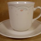 CORNING CORELLE CALICO ROSE MUGS/CUPS W/SAUCERS