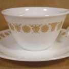 CORELLE GOLD BUTTERFLY HOOK HANDLED CUPS & SAUCERS