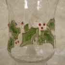 CRYSTAL CRACKLE GLASS HOLLY & BERRY HOLIDAY CANDLE JAR