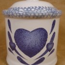 CORELLE BLUE HEARTS MED. STONEWARE CANISTER