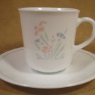 CORELLE STENCIL GARDEN CUPS & SAUCERS SET OF 4