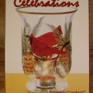 HOLIDAY CARDINAL MOUTH BLOWN 6" HURRICANE TEALIGHT NIB*