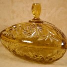 VINTAGE AVON GOLDEN AMBER GLASS PINWHEEL COVERED BOX