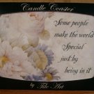TILE ART CANDLE COASTER FLORAL FRIENDSHIP THEME *NIB*