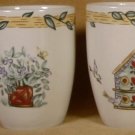 CHINA PEARL BIRDHOUSE STONEWARE MUGS SET OF 2