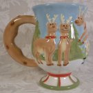 DANTES REINDEER SLEIGH TEAM TRY-OYTS MUG HAND PAINTED/CRAFTED