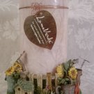 LUMA VERDE PILLAR CANDLE W/FLORAL HOLDER -PLUM BLOSSOM FRAGRANCE