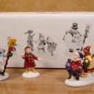 DEPT. 56 SNOW VILLAGE 3 PC CERAMIC ACCESSORY "HE LED THEM DOWN THE STREETS OF TOWN"