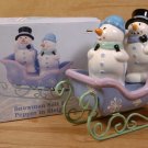SNOW DAYS SNOWMAN SALT & PEPPER SHAKERS IN SLEIGH *EUC*