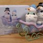 SNOW DAYS SNOWMAN SALT & PEPPER SHAKERS IN SLEIGH *EUC*