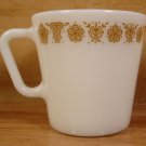 VINTAGE PYREX GOLD BUTTERFLY D-HANDLED MUGS SET OF 4