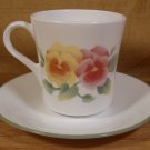 CORELLE SUMMER BLUSH TAPERED MUGS W/SAUCERS 6 PCS *EUC*
