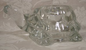 CUTE HEAVY CLEAR CRYSTAL TURTLE TEALIGHT HOLDER *EUC*